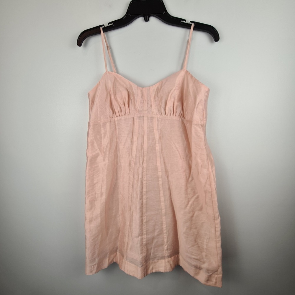 H&M Edition Peach Lyocell Linen Blend Mini Dress Sweetheart Ruched Bust Small
